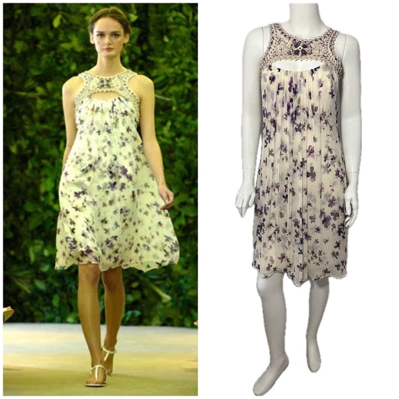REAL AMETHYSTS! Embroidered Carolina Herrera Runway $3990 Silk Harness Dress 6 - Picture 1 of 14